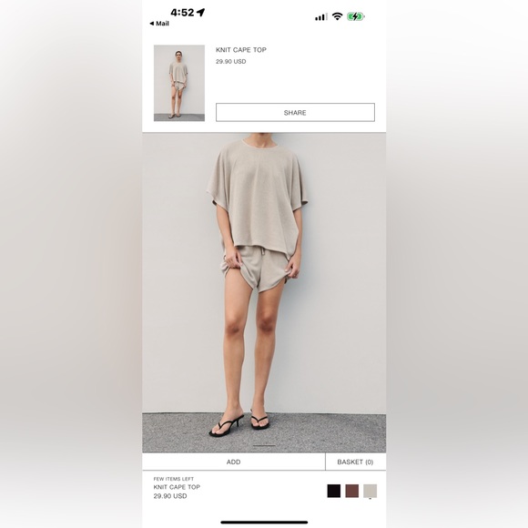 KNIT CAPE T-SHIRT
LIGHT SAND - Picture 1 of 3